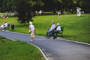 seniors walk in the park